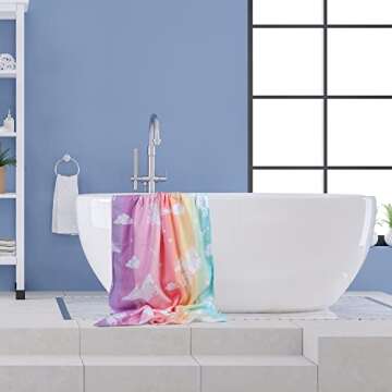 Unicorn Beach Towel for Kids Girls, Pink Cute Rainbow Beach Towel for Women Teens 30” x 60”, Oversized Soft Microfiber Blanket, Quick Dry Sand Proof Thin Bath Towel Gifts for Travel Pool Picnic