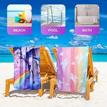 Unicorn Beach Towel for Kids and Women - Quick Dry & Cute