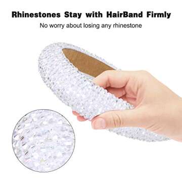 Hestiasko Fashion Diamond Headbands - Sparkling Rhinestone Headband Bling Hair Bands Durable Handmade Hairbands for Women Girls, White