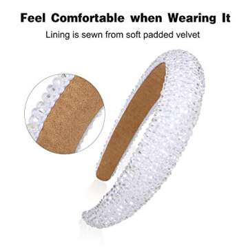 Hestiasko Fashion Diamond Headbands - Sparkling Rhinestone Headband Bling Hair Bands Durable Handmade Hairbands for Women Girls, White