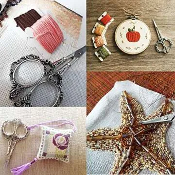 BIHRTC Vintage European Style Plum Blossom Scissors for Embroidery, Sewing, Craft, Art Work & Everyday Use (Silver)