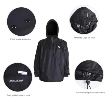 BALEAF Men's Waterproof Lightweight Rain Jacket for Active Use