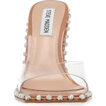 Steve Madden Women's Zaylee Heeled Sandal, Clear, 8