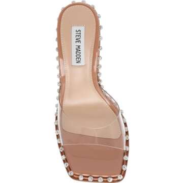 Steve Madden Women's Zaylee Heeled Sandal, Clear, 8