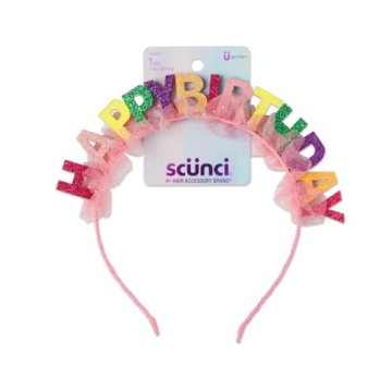 Scunci Birthday Headband - Colorful Tulle & Glitter Accessory