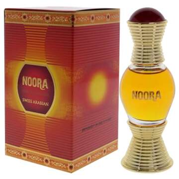 Swiss Arabian Noora - Luxury Products From Dubai - Long Lasting And Addictive Personal Perfume Oil Fragrance - A Seductive Signature Aroma - 0.6 Oz