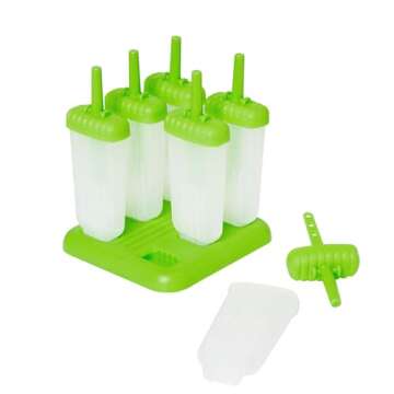 Tovolo Traditional Popsicle Making Tray Ice Pop Molds, Set of 6, Green