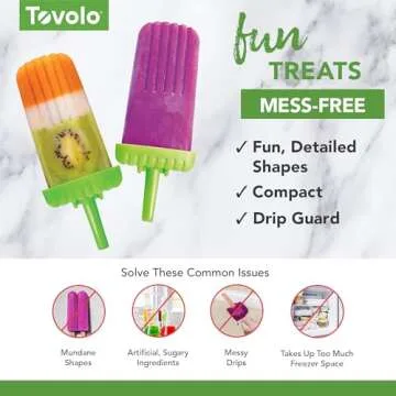 Tovolo Traditional Popsicle Making Tray Ice Pop Molds, Set of 6, Green