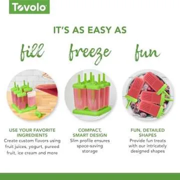 Tovolo Traditional Popsicle Making Tray Ice Pop Molds, Set of 6, Green