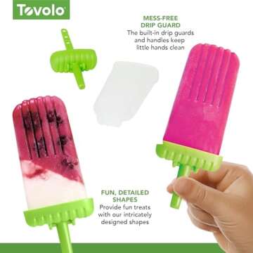 Tovolo Traditional Popsicle Making Tray Ice Pop Molds, Set of 6, Green