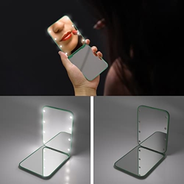 Kintion Pocket Mirror with LED Light for Makeup Touch-Ups