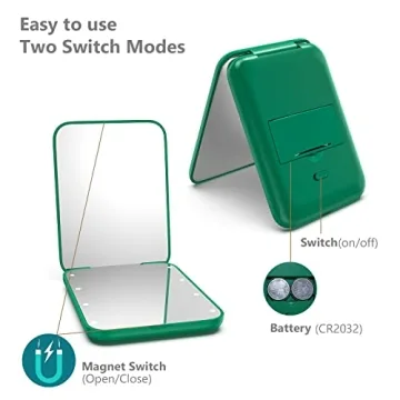 Kintion Pocket Mirror with LED Light for Makeup Touch-Ups