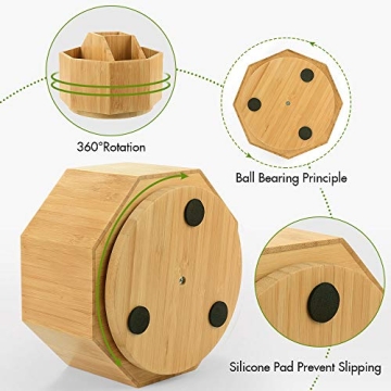 Bamboo Rotating Desk Organizer for Art and Makeup