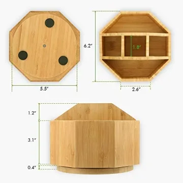Bamboo Rotating Desk Organizer for Art and Makeup