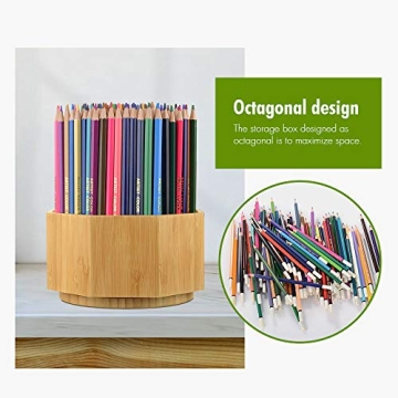 Bamboo Rotating Desk Organizer for Art and Makeup