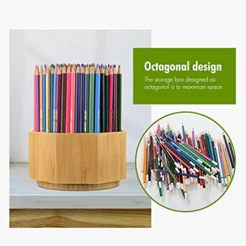 Bamboo Rotating Desk Organizer for Art and Makeup