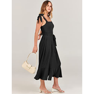 Elegant ANRABESS Square Neck Midi Dress for Weddings