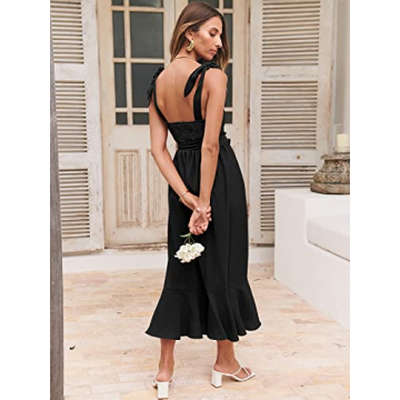 Elegant ANRABESS Square Neck Midi Dress for Weddings