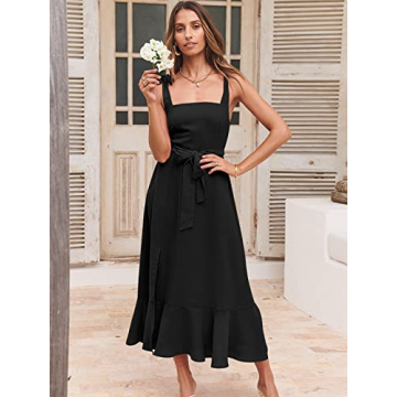 Elegant ANRABESS Square Neck Midi Dress for Weddings