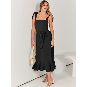 Elegant ANRABESS Square Neck Midi Dress for Weddings