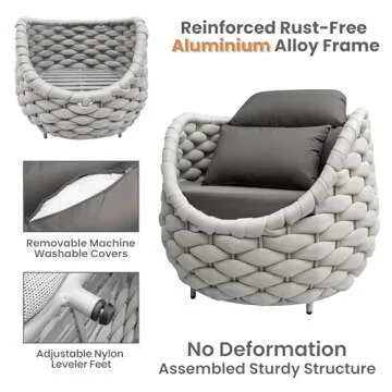 Erotr Aluminum Patio Furniture Set: 4-Piece Outdoor Sofa