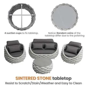 Erotr Aluminum Patio Furniture Set: 4-Piece Outdoor Sofa