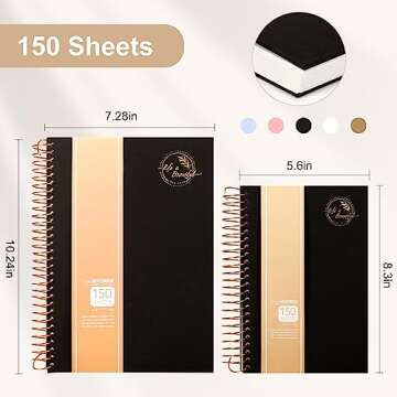 Yoment 4 Pack Hardcover Spiral Notebook - 300 Pages Quality Design