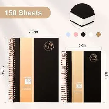 Yoment 4 Pack Hardcover Spiral Notebook - 300 Pages Quality Design