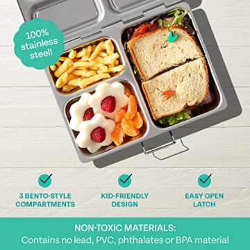 PlanetBox Launch Stainless Steel Lunchbox Large Capacity, Eco-Friendly Bento Box for Adults andTeens Perfect for Work, School, and Picnics