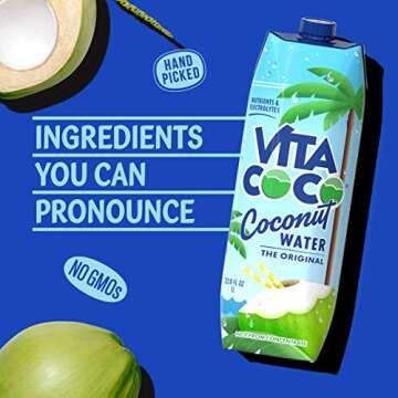 Vita Coco Coconut Water, Pure, 33.8 Fl Oz (Pack of 5)