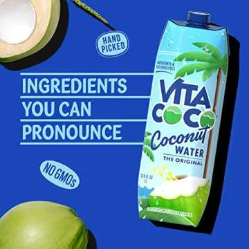 Vita Coco Coconut Water, Pure, 33.8 Fl Oz (Pack of 5)
