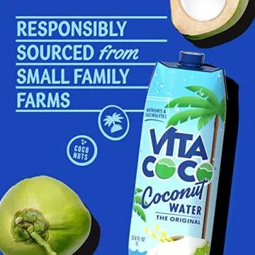 Vita Coco Coconut Water, Pure, 33.8 Fl Oz (Pack of 5)
