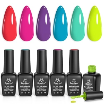 beetles Gel Polish 6 Colors Red Green Neon Gel Nail Polish Set Manicure Nail Art DIY Home Gifts for ...