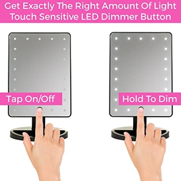 Absolutely Luvly Natural Daylight Lighted Makeup Mirror/Vanity Mirror with Touch Screen Dimming,Detachable 10X Magnification Spot Mirror