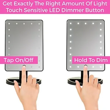 Absolutely Luvly Natural Daylight Lighted Makeup Mirror/Vanity Mirror with Touch Screen Dimming,Detachable 10X Magnification Spot Mirror