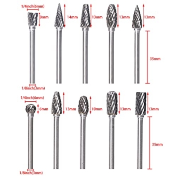 ATOPLEE 10PCS Carbide Rotary Tool Bits for Wood and Metal