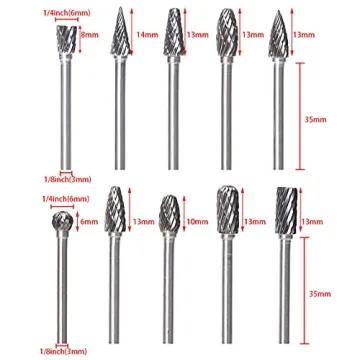 ATOPLEE 10PCS Carbide Rotary Tool Bits for Wood and Metal