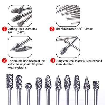 ATOPLEE 10PCS Carbide Rotary Tool Bits for Wood and Metal