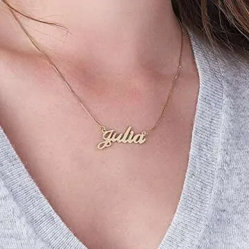 Personalized Classic Cocktail Name Necklace - Custom Name Pendant - Dainty Gift for Her, Women, Mom - Designer Jewelry for Christmas, Birthday, Mother's Day (18k Gold Plated Sterling Silver)
