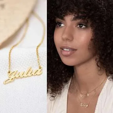 Personalized Classic Cocktail Name Necklace - Custom Name Pendant - Dainty Gift for Her, Women, Mom - Designer Jewelry for Christmas, Birthday, Mother's Day (18k Gold Plated Sterling Silver)