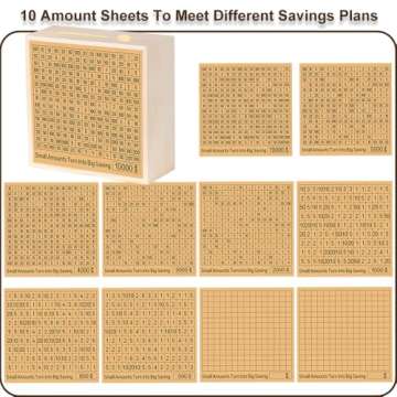 Cash Vault Money Savings Box, Piggy Bank for Adults Kids, Coin Bank for Boys and Girls, 10000 Savings Challenge Box, Wooden Cash Savings Box with 10 Money Target