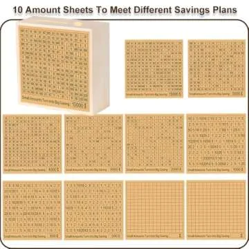 Cash Vault Money Savings Box, Piggy Bank for Adults Kids, Coin Bank for Boys and Girls, 10000 Savings Challenge Box, Wooden Cash Savings Box with 10 Money Target