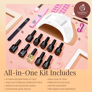 Beetles Gel Nail Polish Kit with 48W Lamp - DIY Manicure Kit
