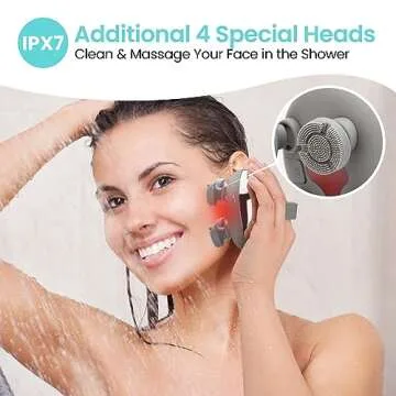 Portable Electric Scalp Massager, Rechargeable IPX7 Waterproof Scalp Massager w/ 100 Kneading Nodes, 3 Speed Modes, 2 Sets Massage Styles for Body Massage & Face Cleaning- Women,Men,Pets (Silver）