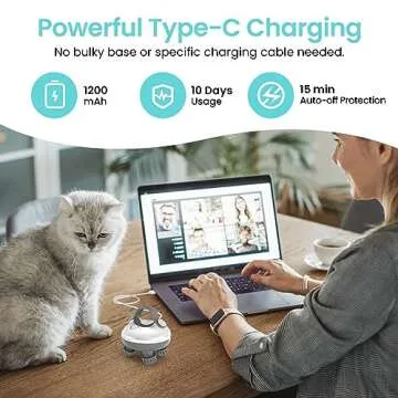 Portable Electric Scalp Massager, Rechargeable IPX7 Waterproof Scalp Massager w/ 100 Kneading Nodes, 3 Speed Modes, 2 Sets Massage Styles for Body Massage & Face Cleaning- Women,Men,Pets (Silver）