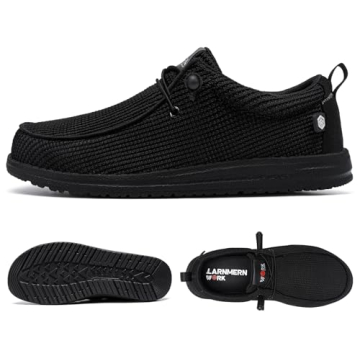 LARNMERN Men's Slip-On Safety Sneakers - Alloy Toe & More