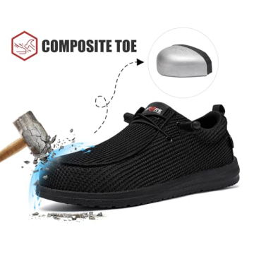 LARNMERN Men's Slip-On Safety Sneakers - Alloy Toe & More