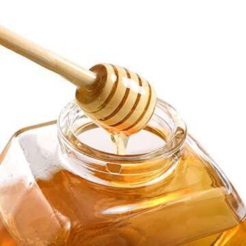 DEAYOU 4 Pack 7 Oz Honey Pot, Glass Honey Pot with Wooden Dipper, Honey Container Storage, Clear Honeypot for Home, Kitchen