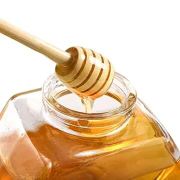 DEAYOU 4 Pack 7 Oz Honey Pot, Glass Honey Pot with Wooden Dipper, Honey Container Storage, Clear Honeypot for Home, Kitchen