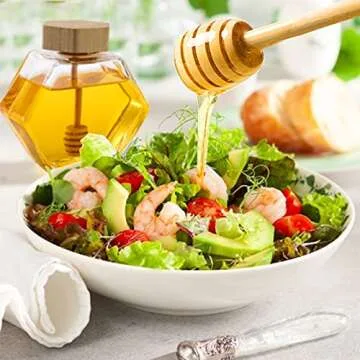 DEAYOU 4 Pack 7 Oz Honey Pot, Glass Honey Pot with Wooden Dipper, Honey Container Storage, Clear Honeypot for Home, Kitchen